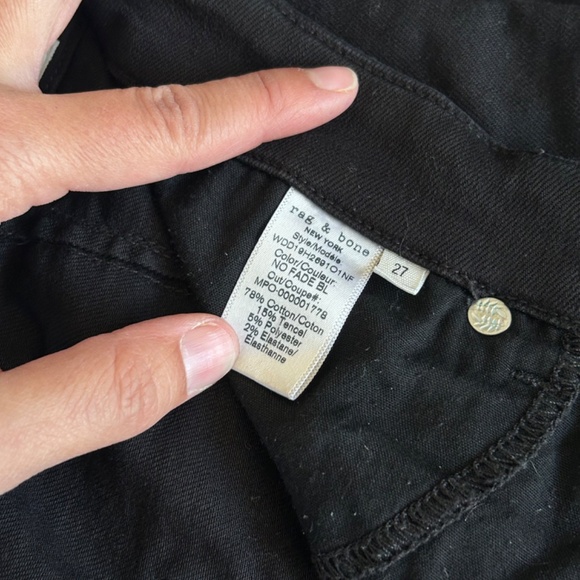 Rag & Bone Nina High-Rise Ankle Skinny Womens Sz 27 Jeans Black Exposed Zipper - Picture 7 of 13